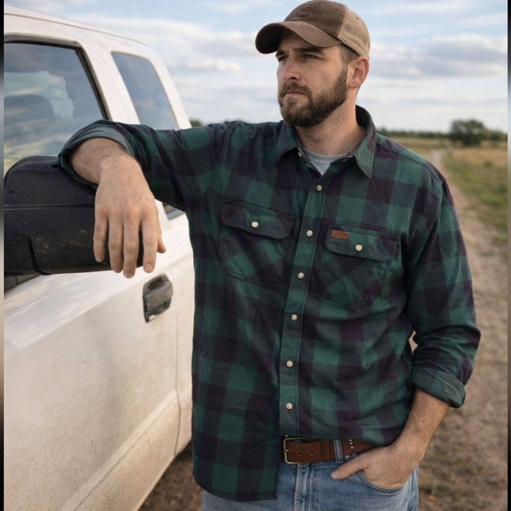 NWT Carhartt Green and Black Flannel Button Down Work Shirt Size 2XL
